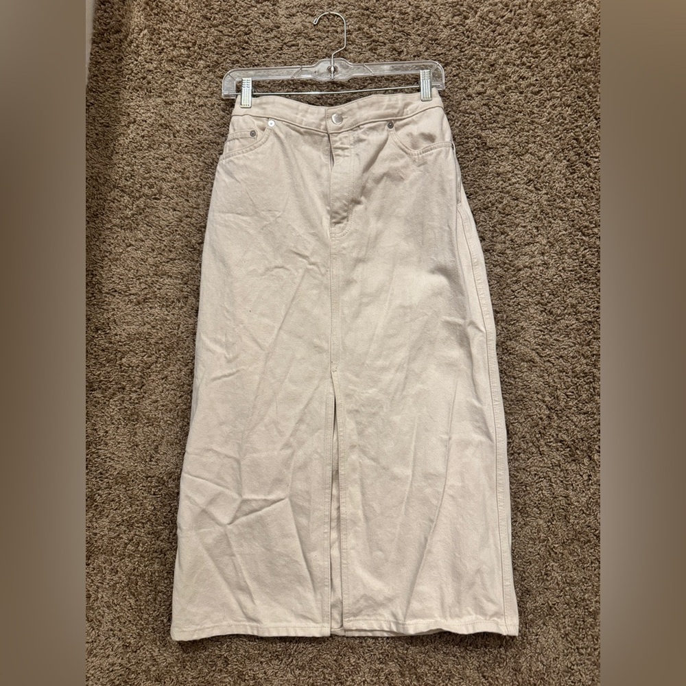 & Other Stories White/Cream Buttoned Denim Skirt